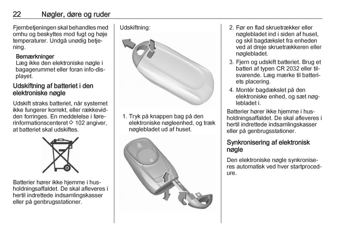 Opel Astra K V 5 Bilens instruktionsbog / page 24