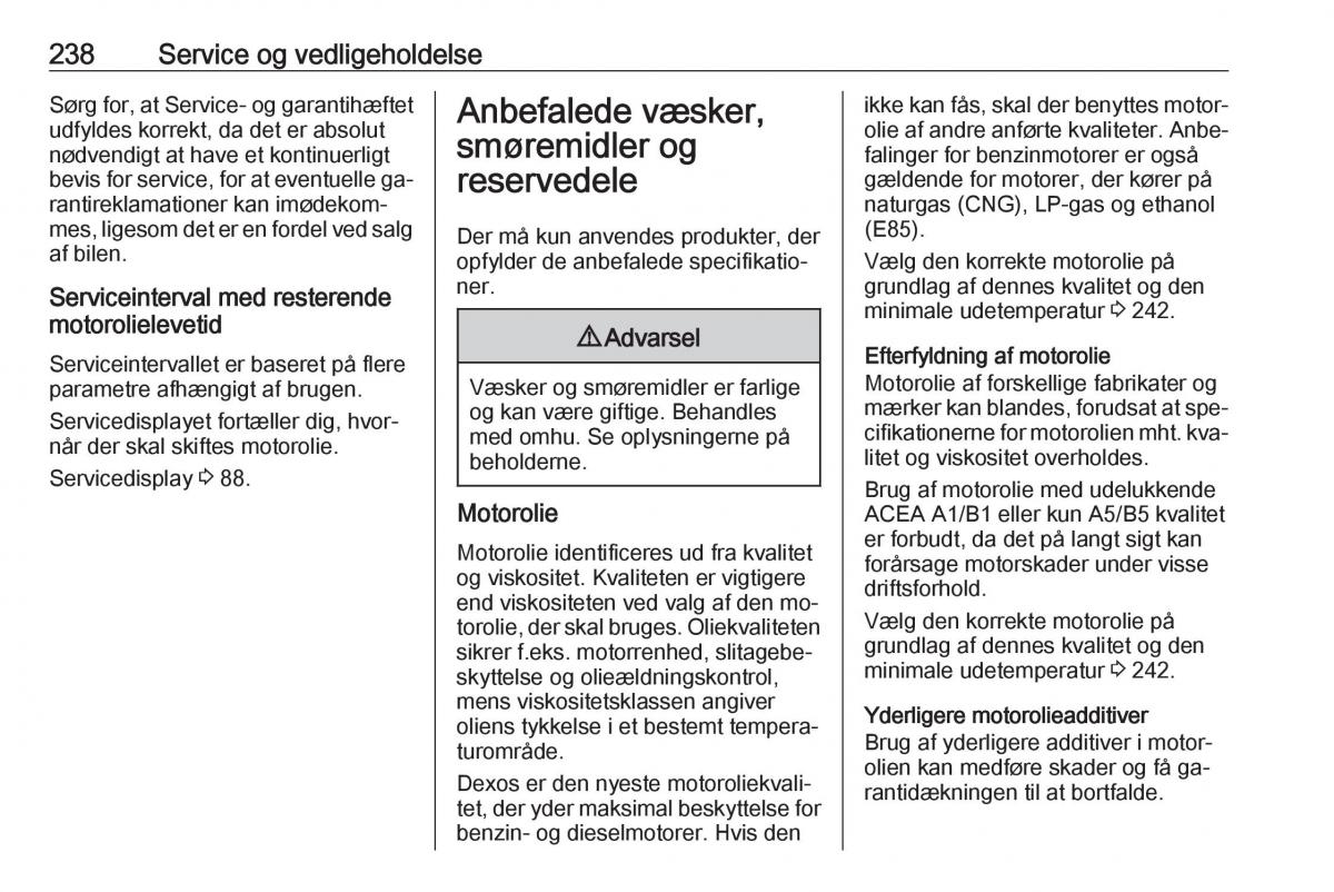 Opel Astra K V 5 Bilens instruktionsbog / page 240