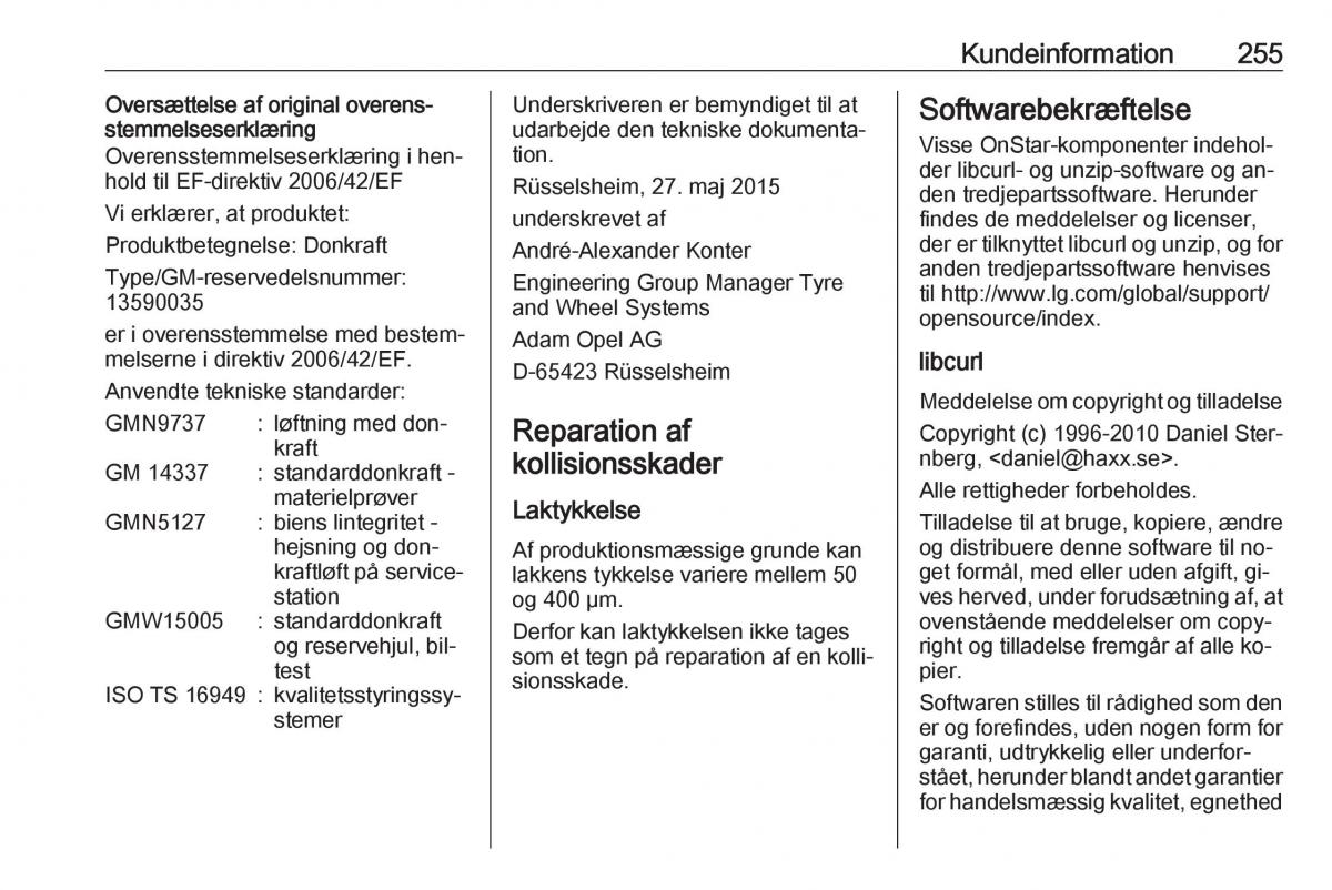 Opel Astra K V 5 Bilens instruktionsbog / page 257