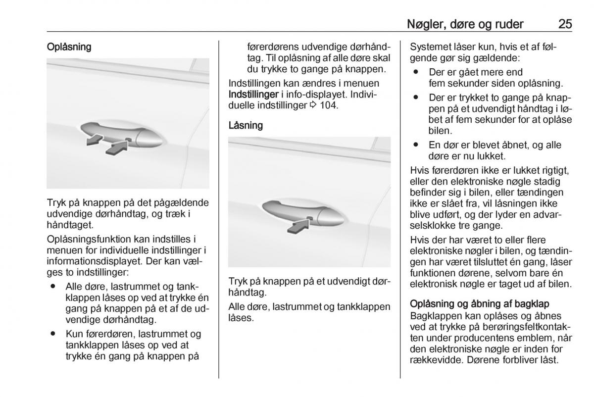 Opel Astra K V 5 Bilens instruktionsbog / page 27