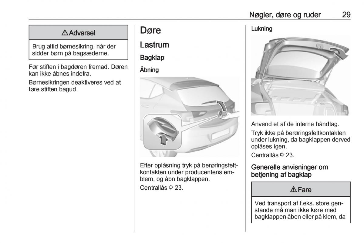 Opel Astra K V 5 Bilens instruktionsbog / page 31