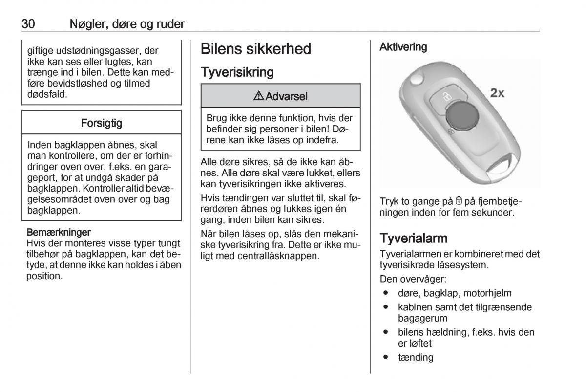 Opel Astra K V 5 Bilens instruktionsbog / page 32