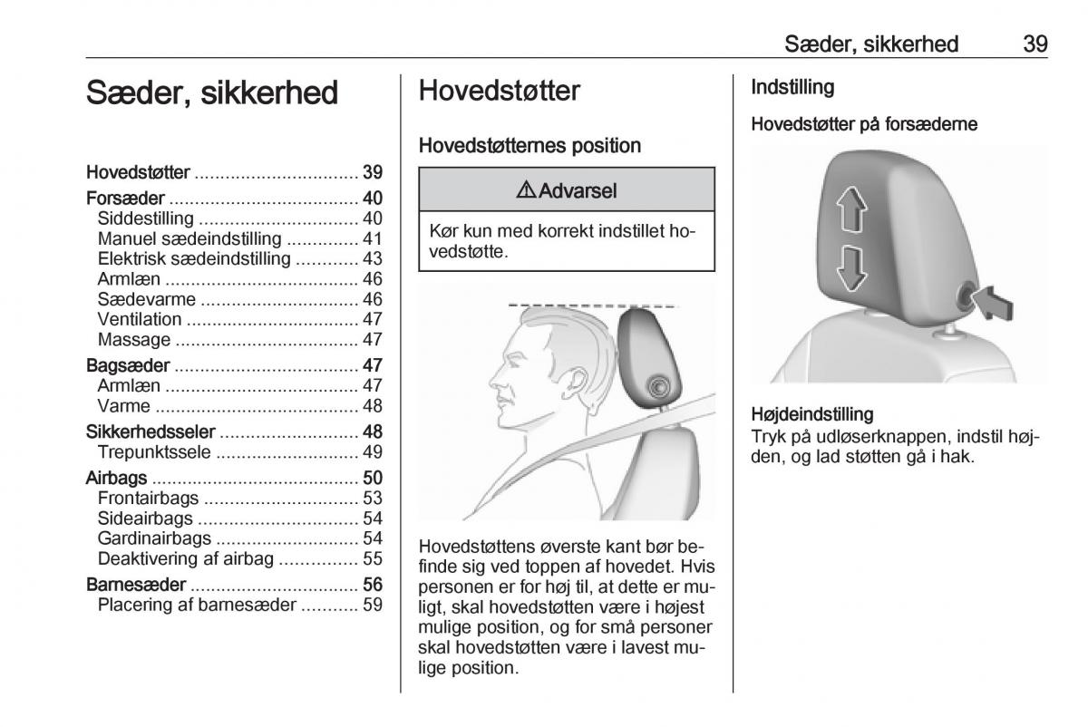 Opel Astra K V 5 Bilens instruktionsbog / page 41