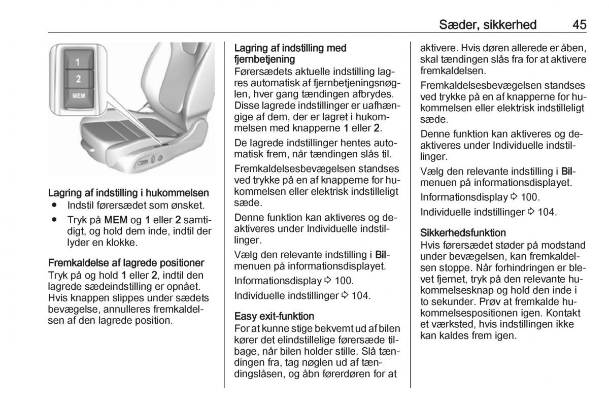 Opel Astra K V 5 Bilens instruktionsbog / page 47