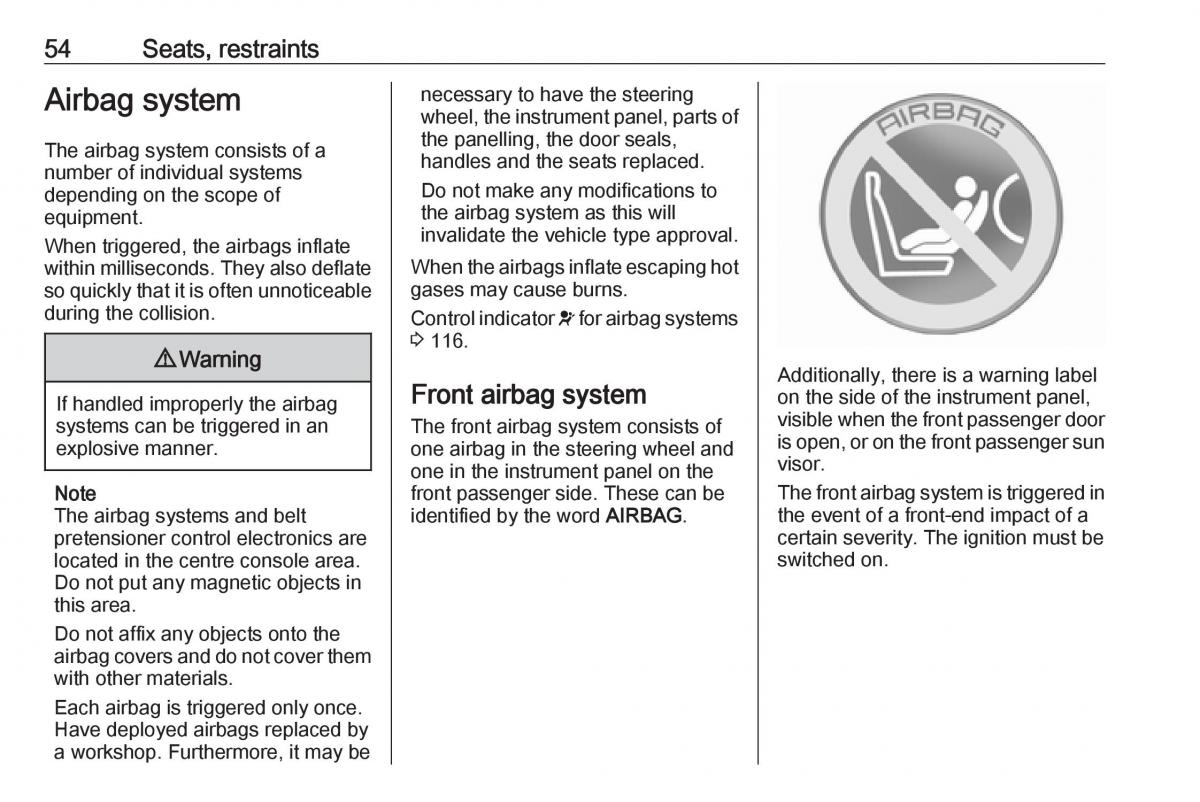 Opel Astra K V 5 owners manual / page 56