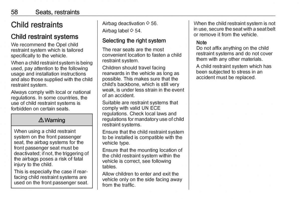 Opel Astra K V 5 owners manual / page 60