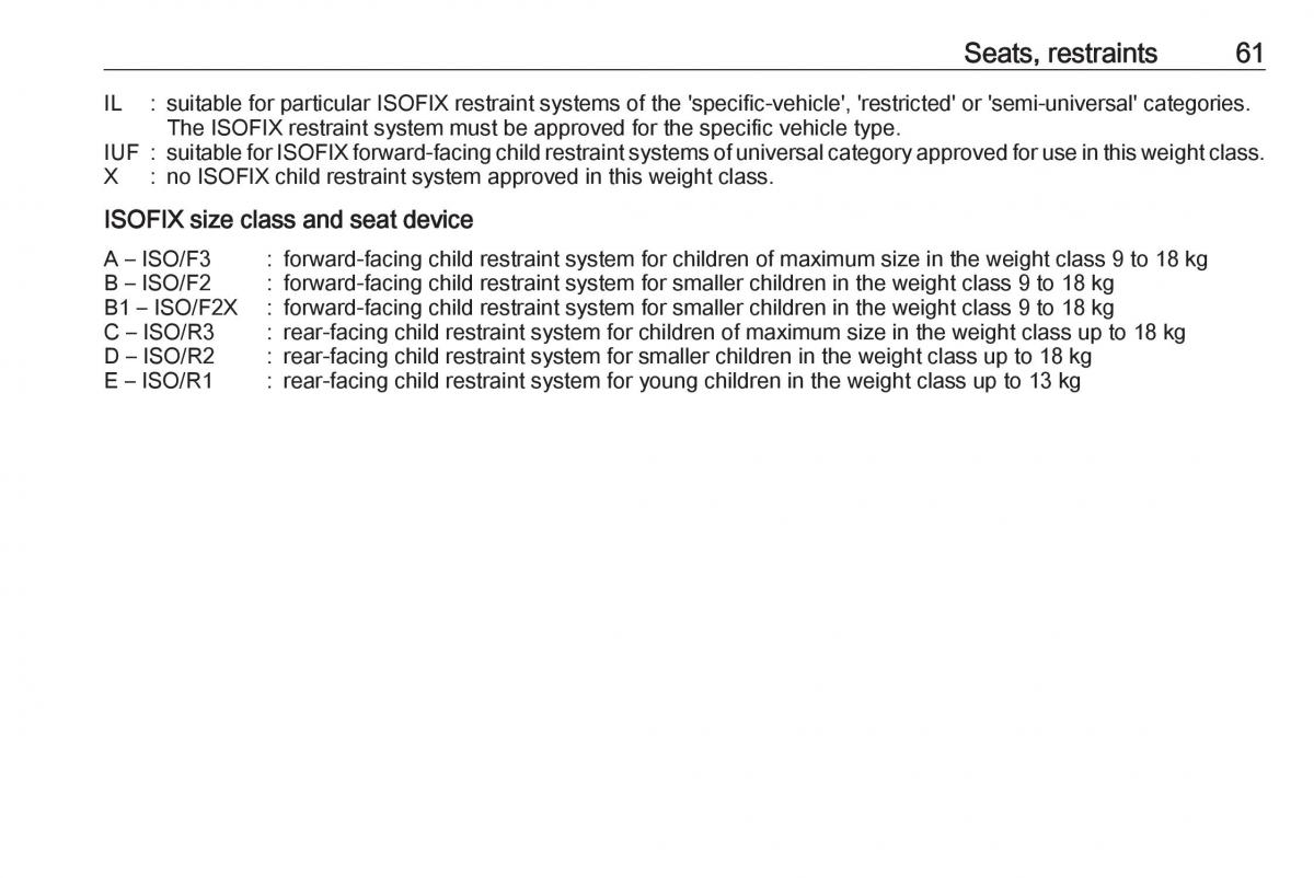 Opel Astra K V 5 owners manual / page 63