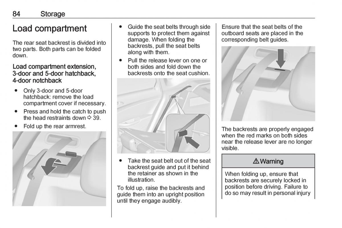 Opel Astra K V 5 owners manual / page 86