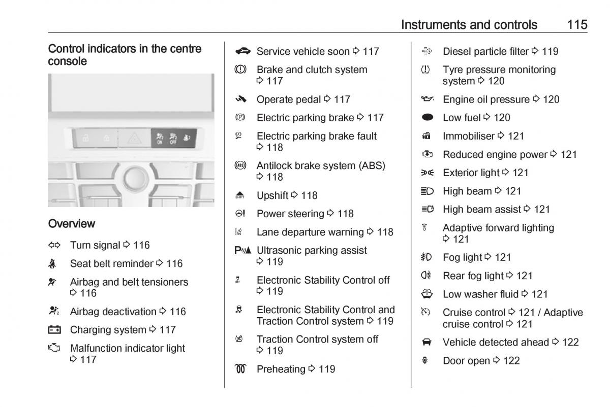 Opel Astra K V 5 owners manual / page 117