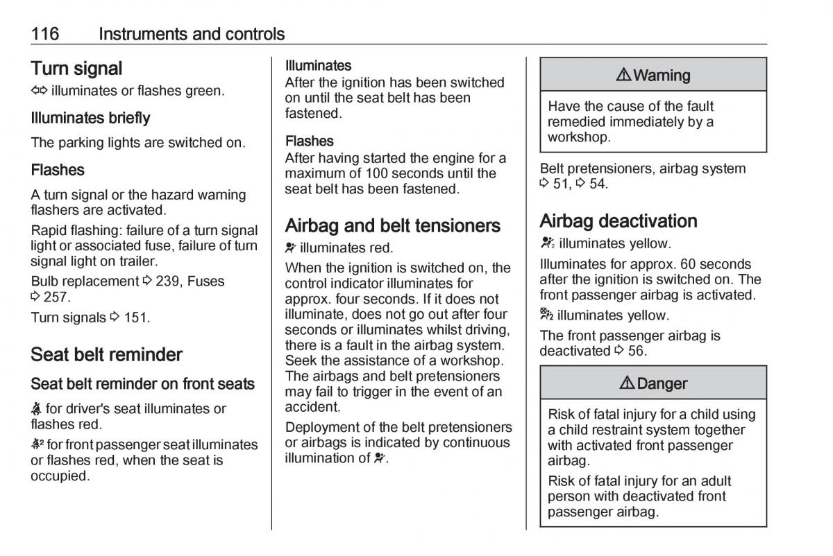 Opel Astra K V 5 owners manual / page 118