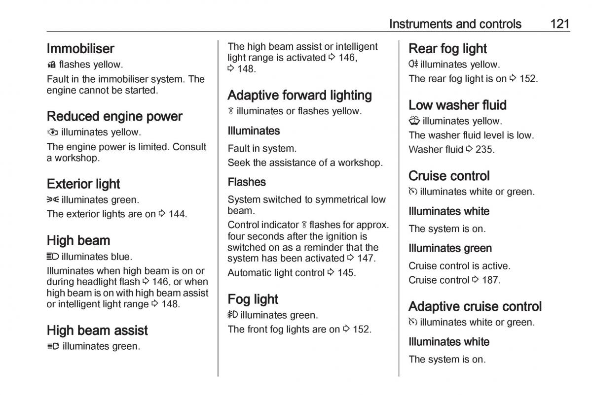 Opel Astra K V 5 owners manual / page 123