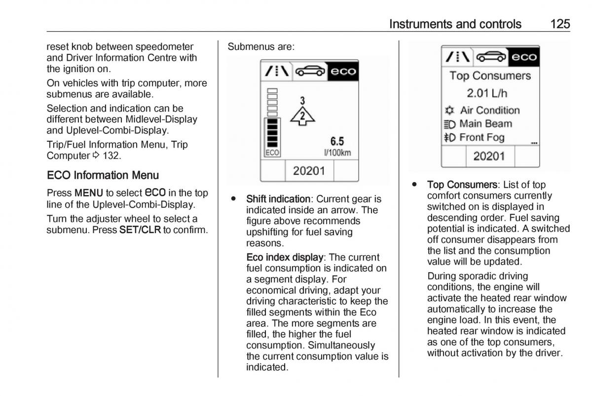 Opel Astra K V 5 owners manual / page 127