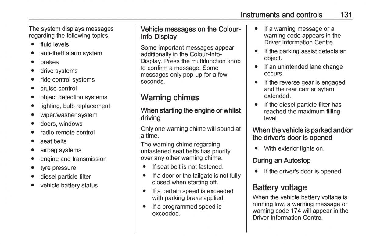 Opel Astra K V 5 owners manual / page 133