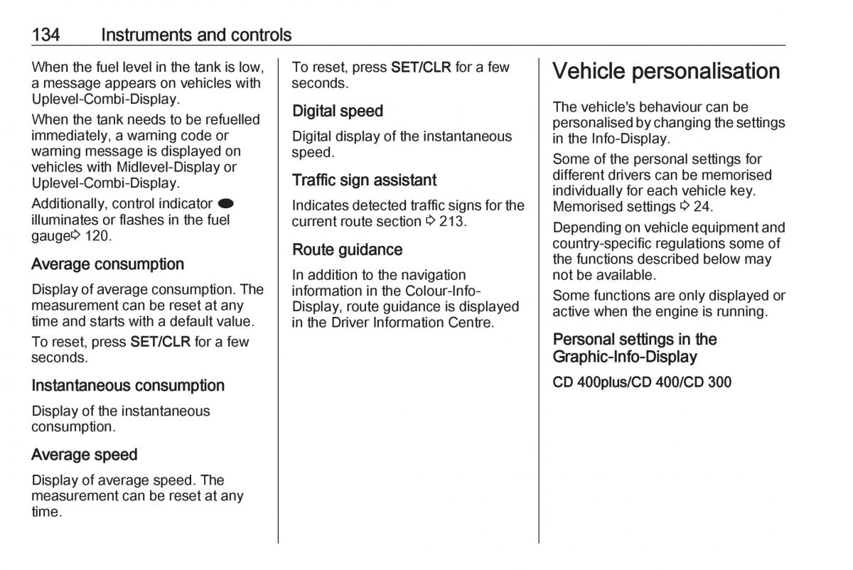 Opel Astra K V 5 owners manual / page 136