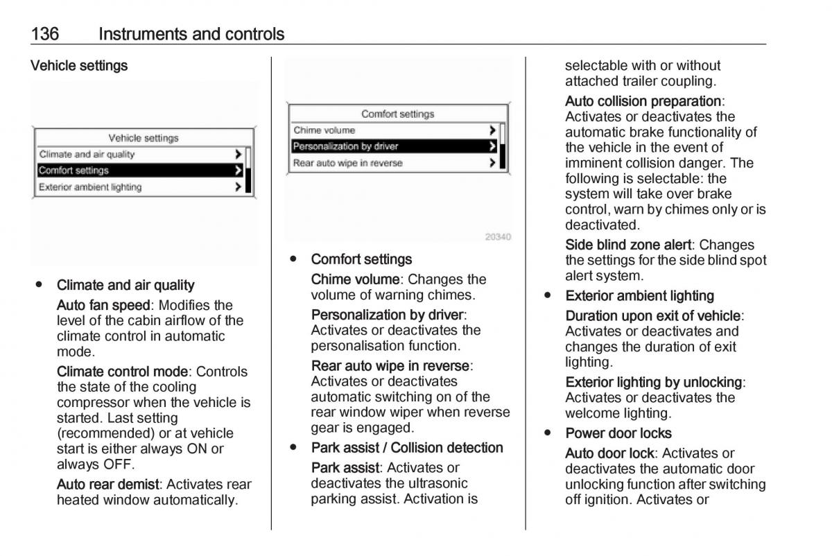 Opel Astra K V 5 owners manual / page 138