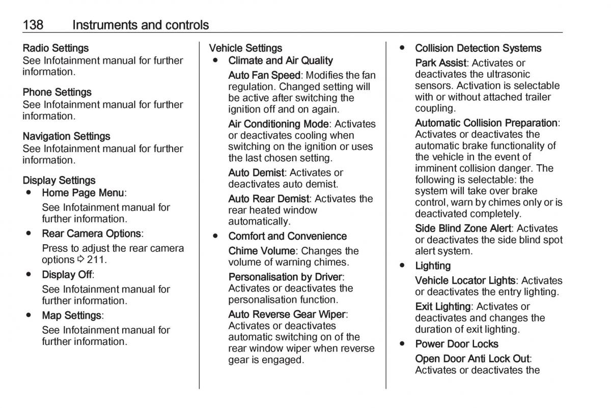 Opel Astra K V 5 owners manual / page 140