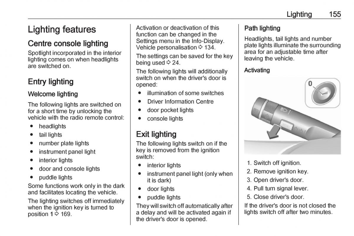 Opel Astra K V 5 owners manual / page 157