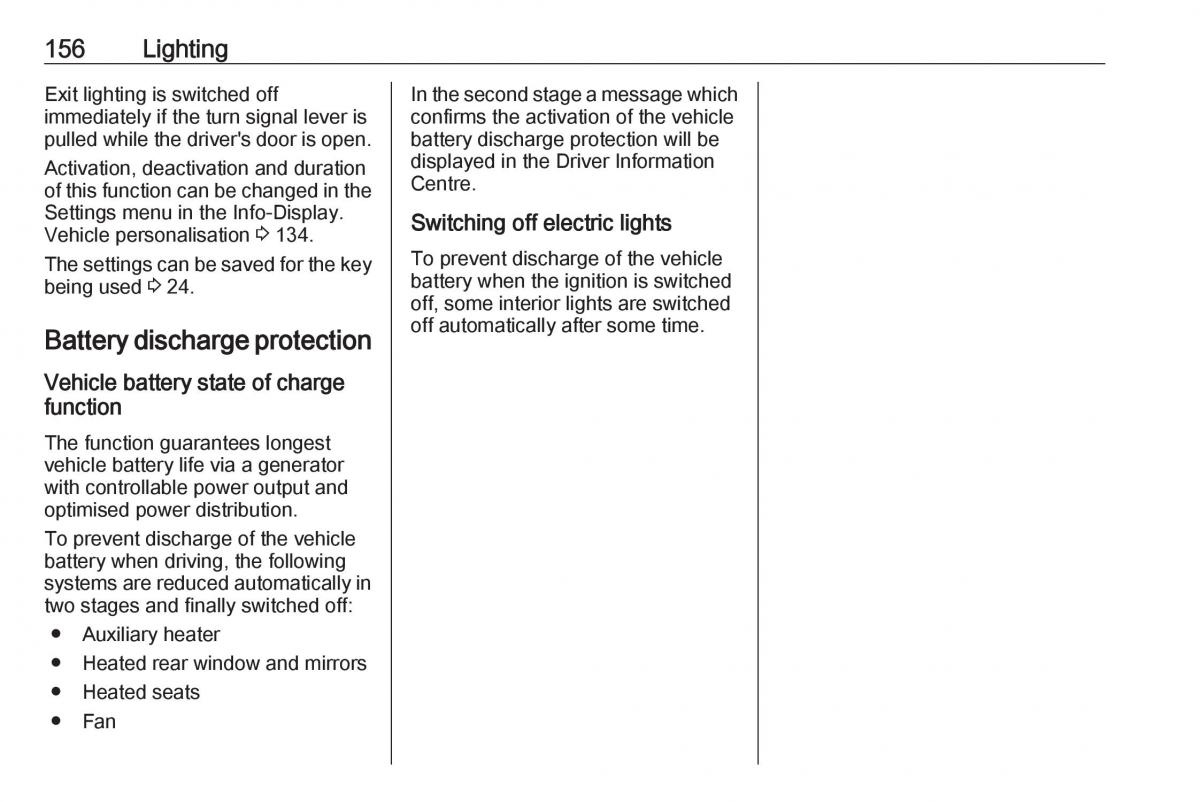 Opel Astra K V 5 owners manual / page 158