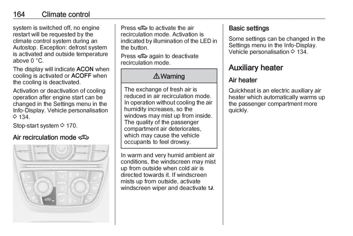 Opel Astra K V 5 owners manual / page 166