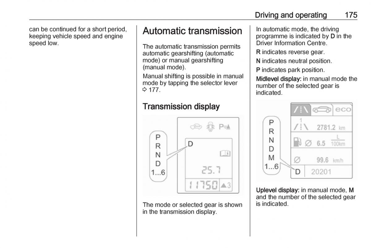 Opel Astra K V 5 owners manual / page 177