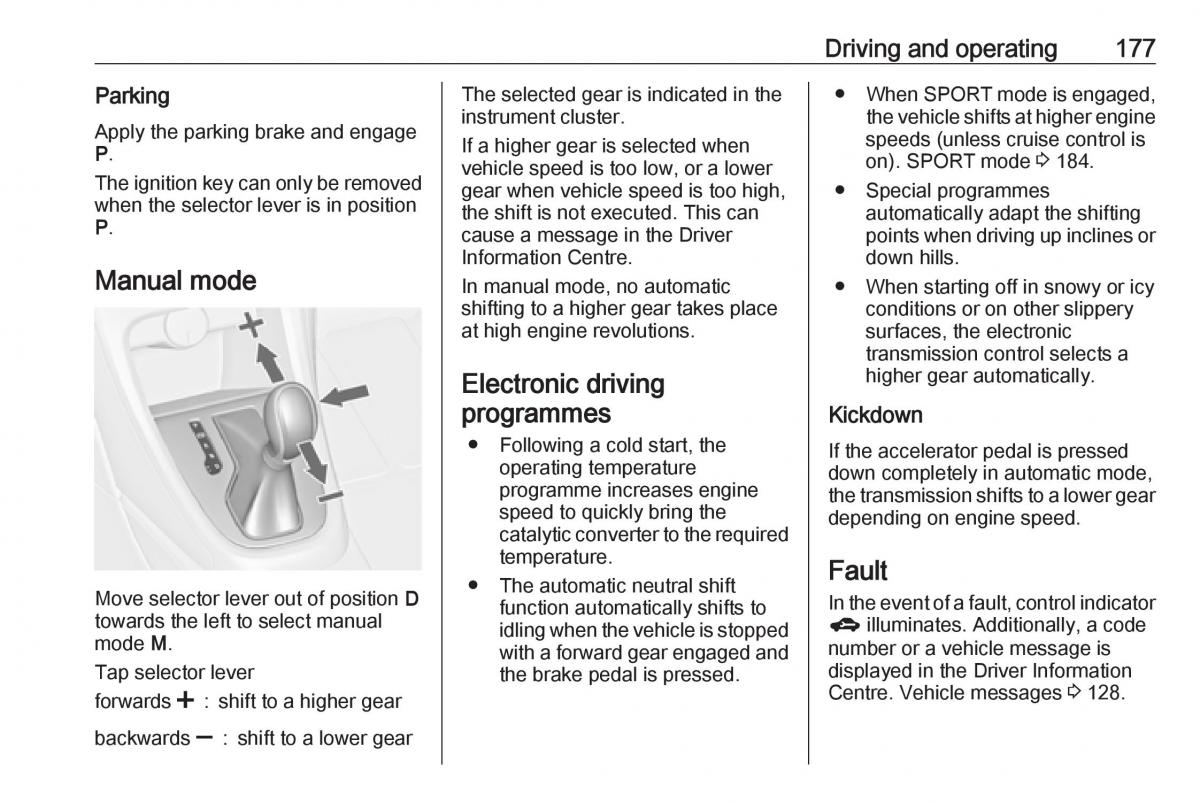 Opel Astra K V 5 owners manual / page 179