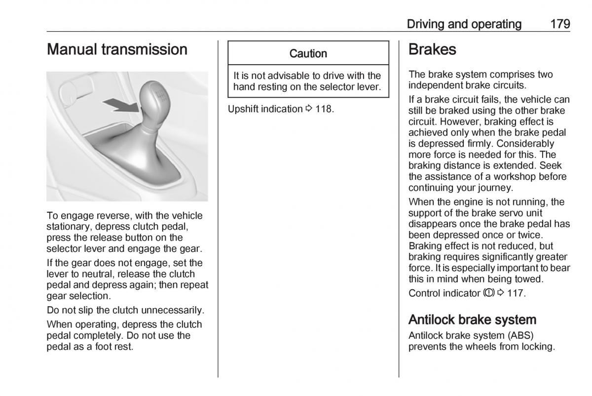 Opel Astra K V 5 owners manual / page 181