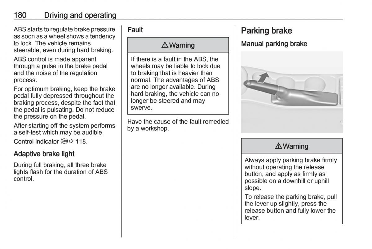 Opel Astra K V 5 owners manual / page 182