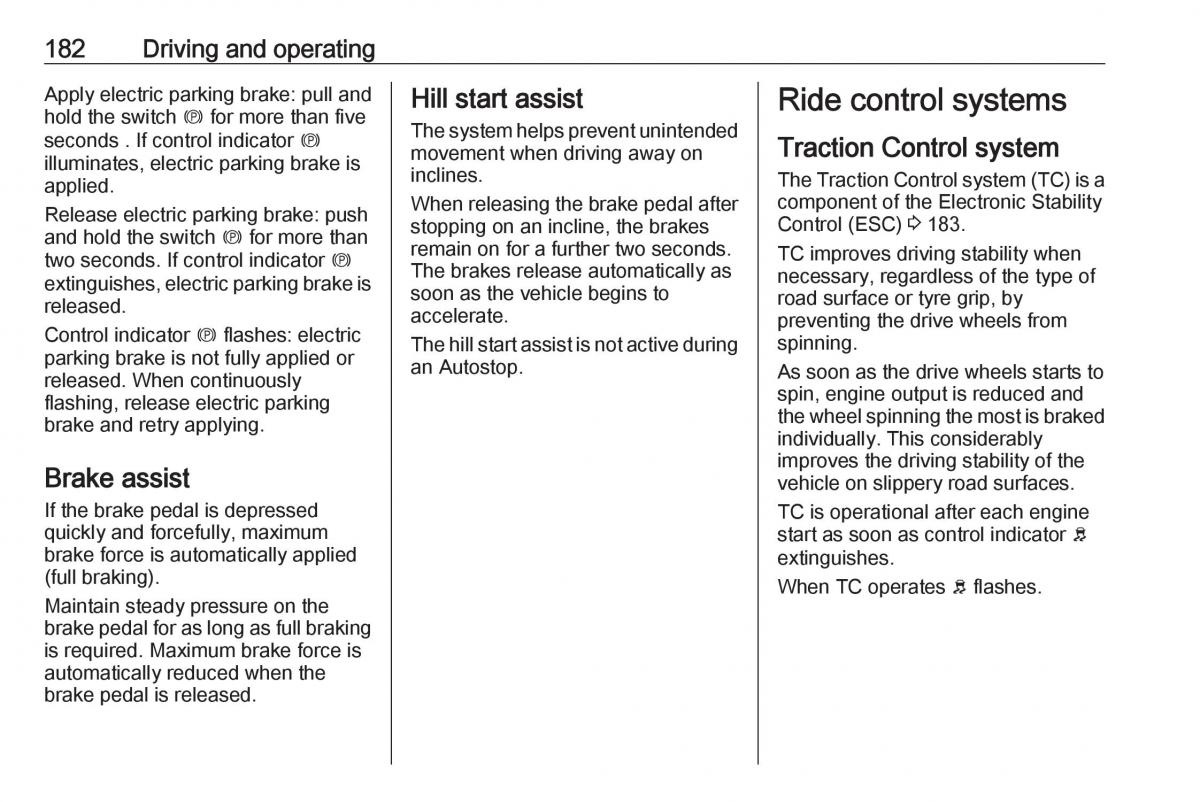 Opel Astra K V 5 owners manual / page 184