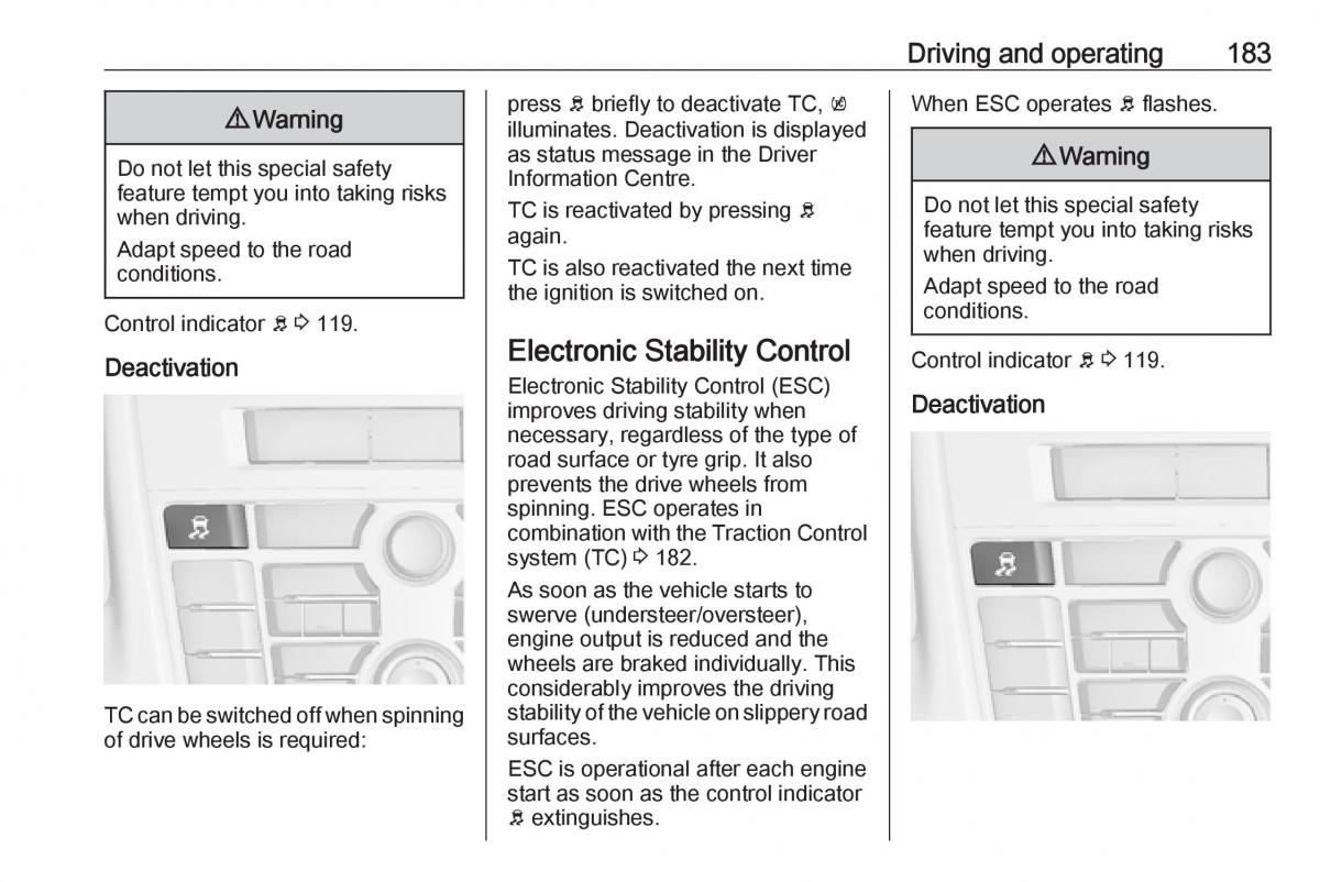 Opel Astra K V 5 owners manual / page 185