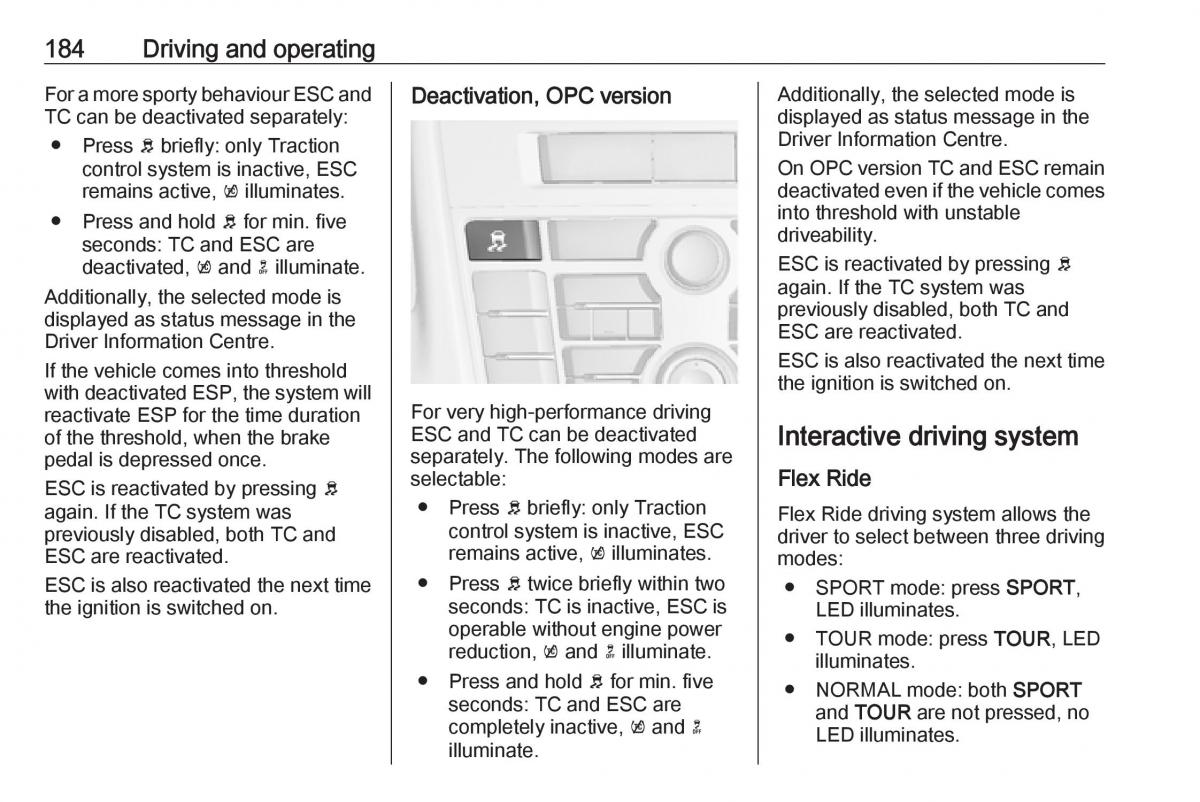 Opel Astra K V 5 owners manual / page 186