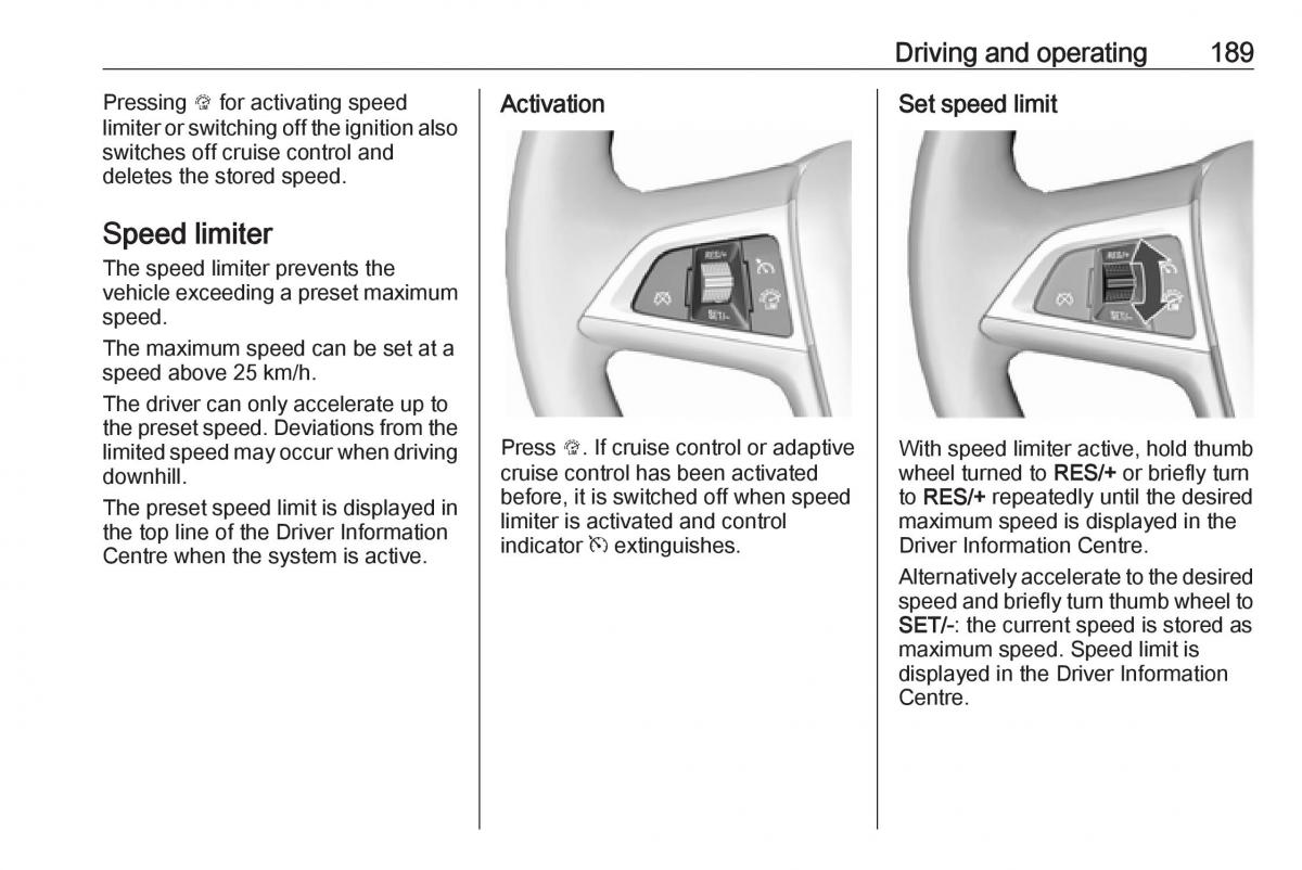 Opel Astra K V 5 owners manual / page 191