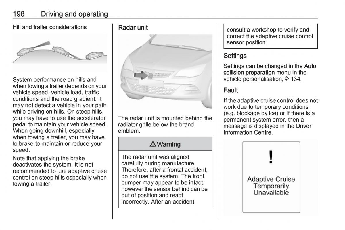 Opel Astra K V 5 owners manual / page 198