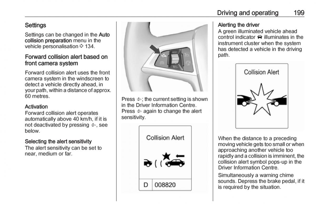 Opel Astra K V 5 owners manual / page 201