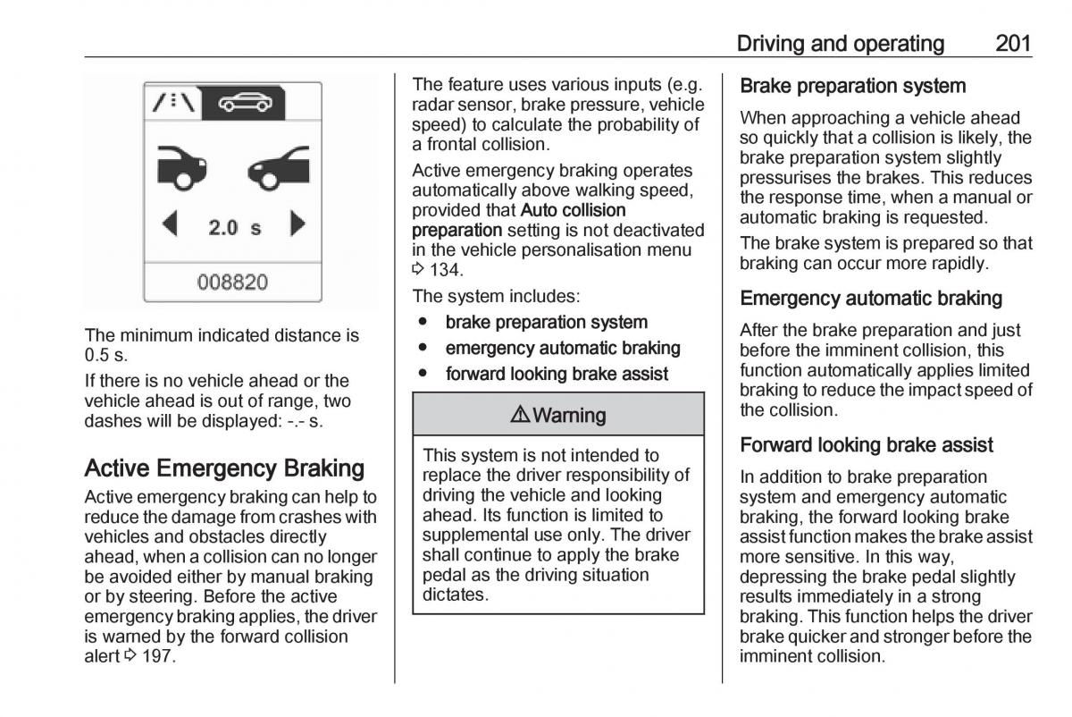 Opel Astra K V 5 owners manual / page 203