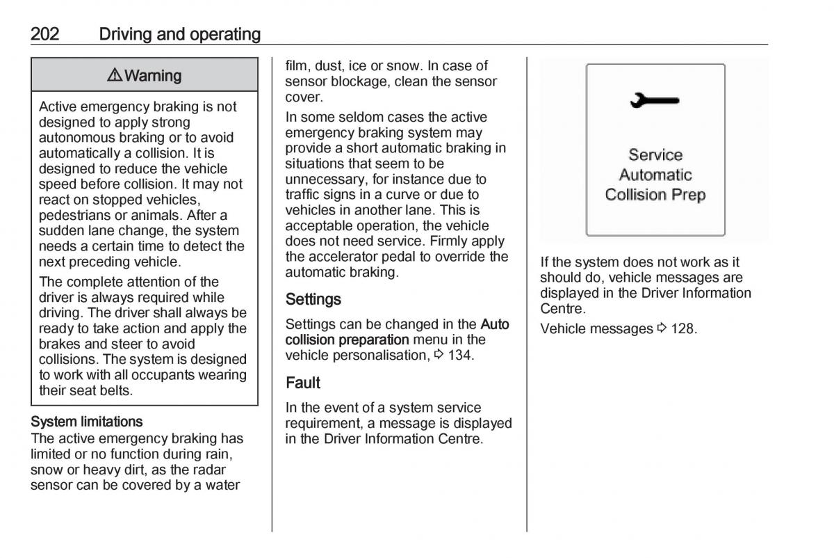 Opel Astra K V 5 owners manual / page 204