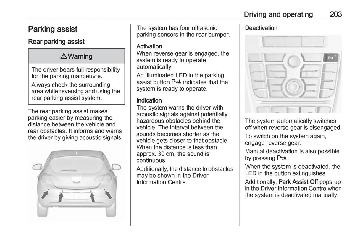 Opel Astra K V 5 owners manual / page 205