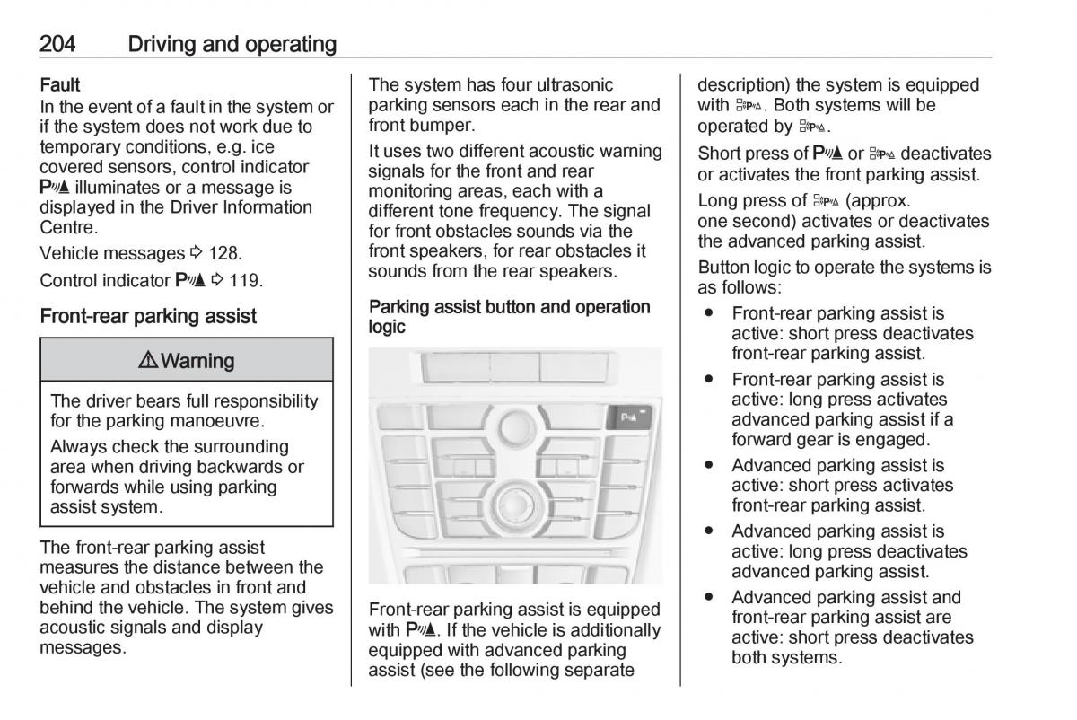 Opel Astra K V 5 owners manual / page 206