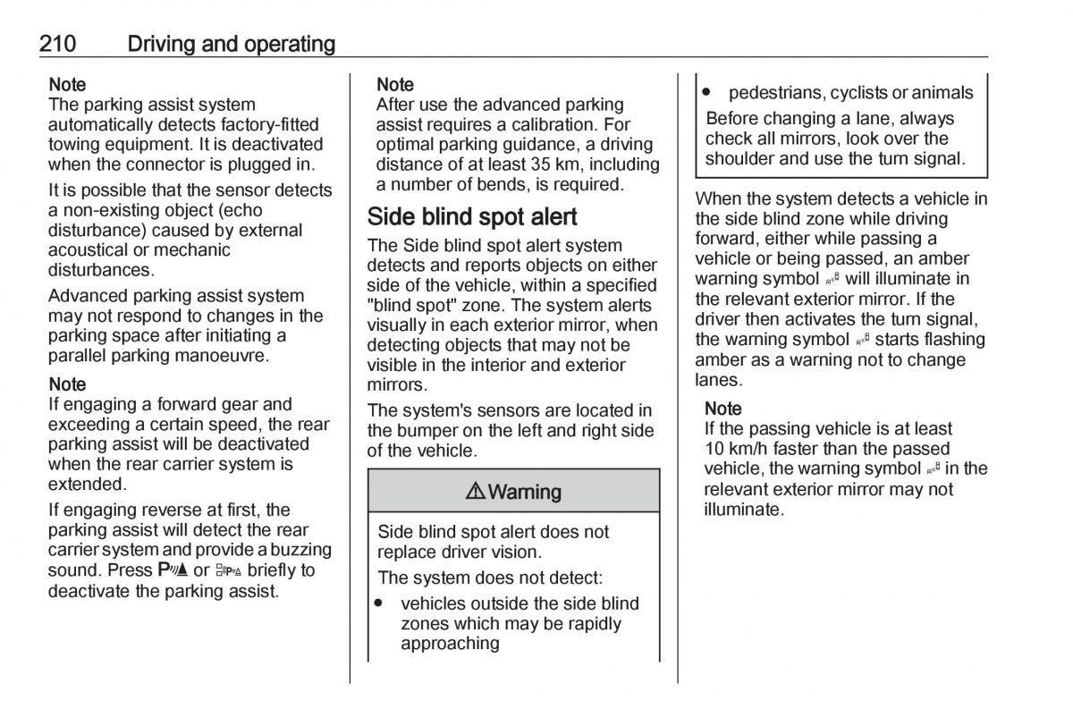 Opel Astra K V 5 owners manual / page 212