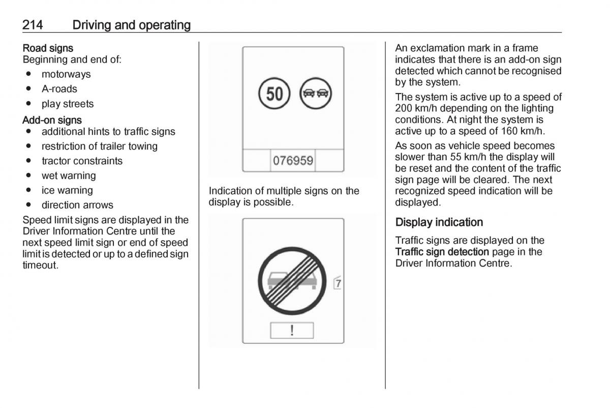 Opel Astra K V 5 owners manual / page 216