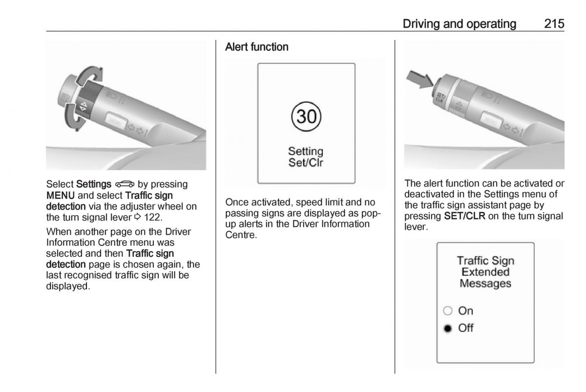 Opel Astra K V 5 owners manual / page 217