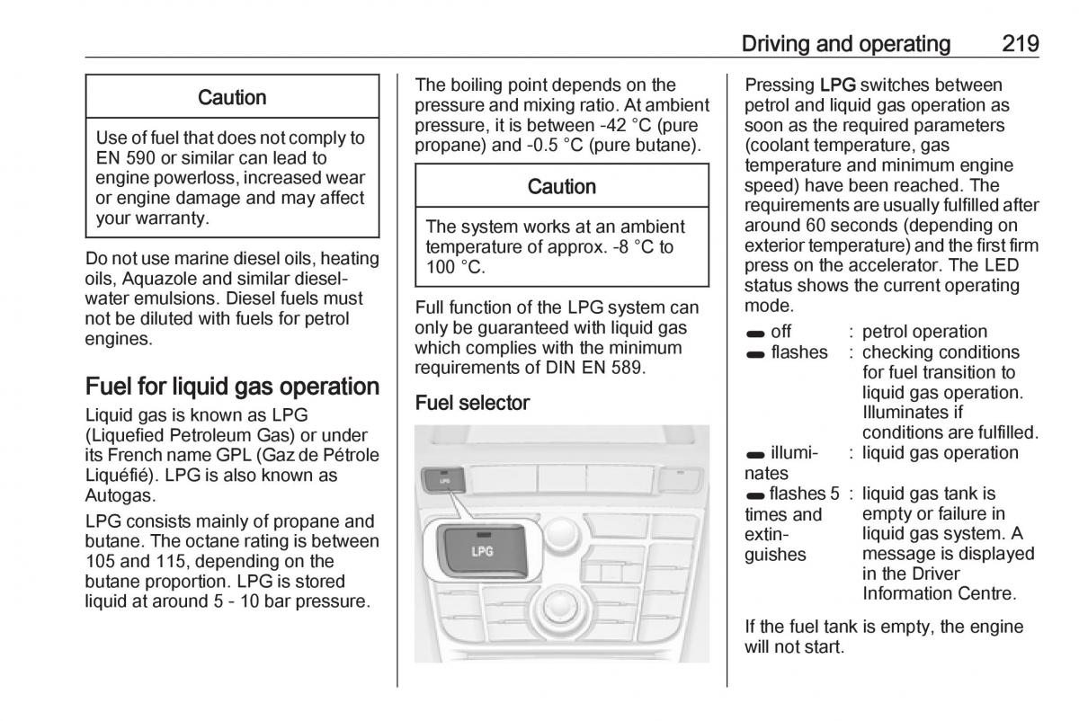 Opel Astra K V 5 owners manual / page 221