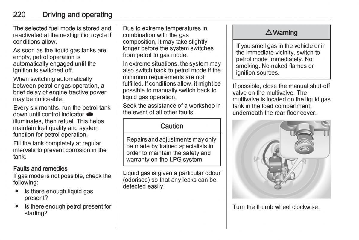 Opel Astra K V 5 owners manual / page 222