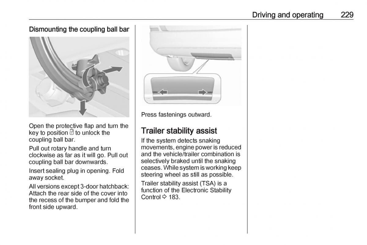 Opel Astra K V 5 owners manual / page 231