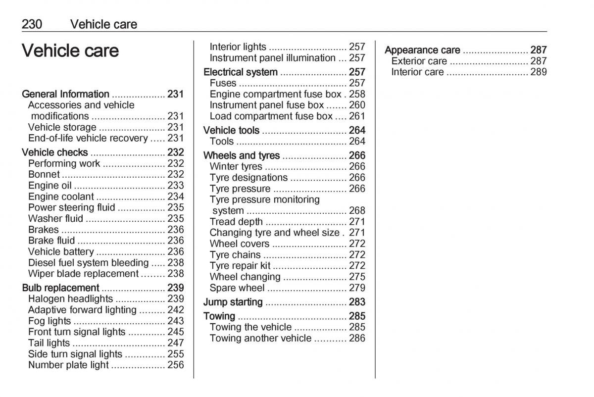 Opel Astra K V 5 owners manual / page 232