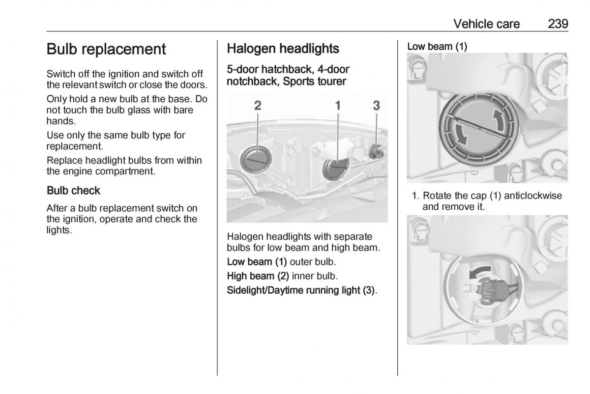 Opel Astra K V 5 owners manual / page 241