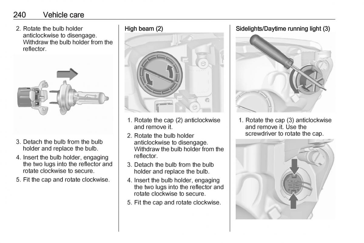 Opel Astra K V 5 owners manual / page 242