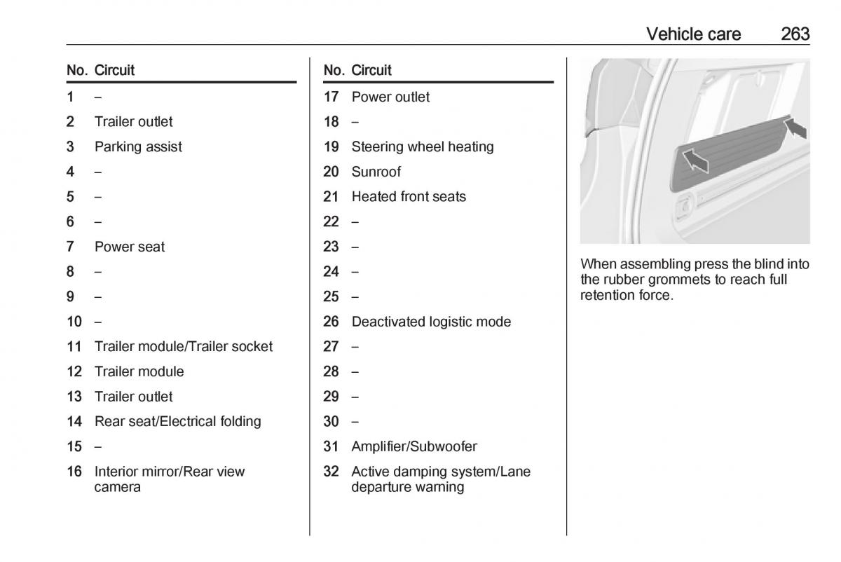 Opel Astra K V 5 owners manual / page 265