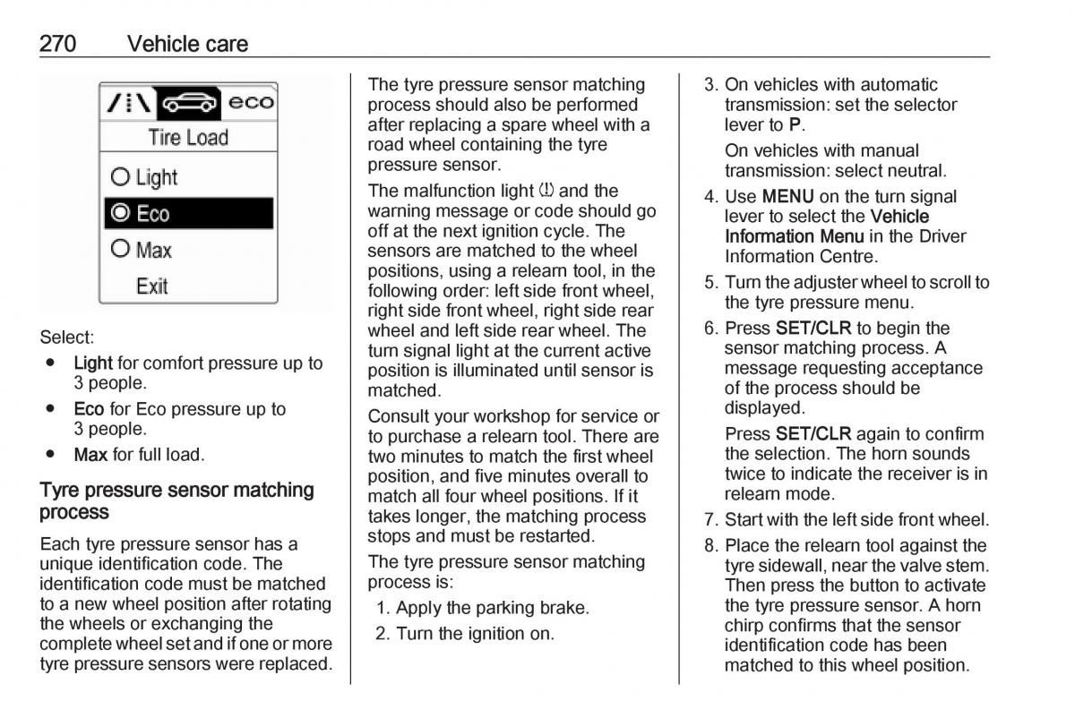 Opel Astra K V 5 owners manual / page 272