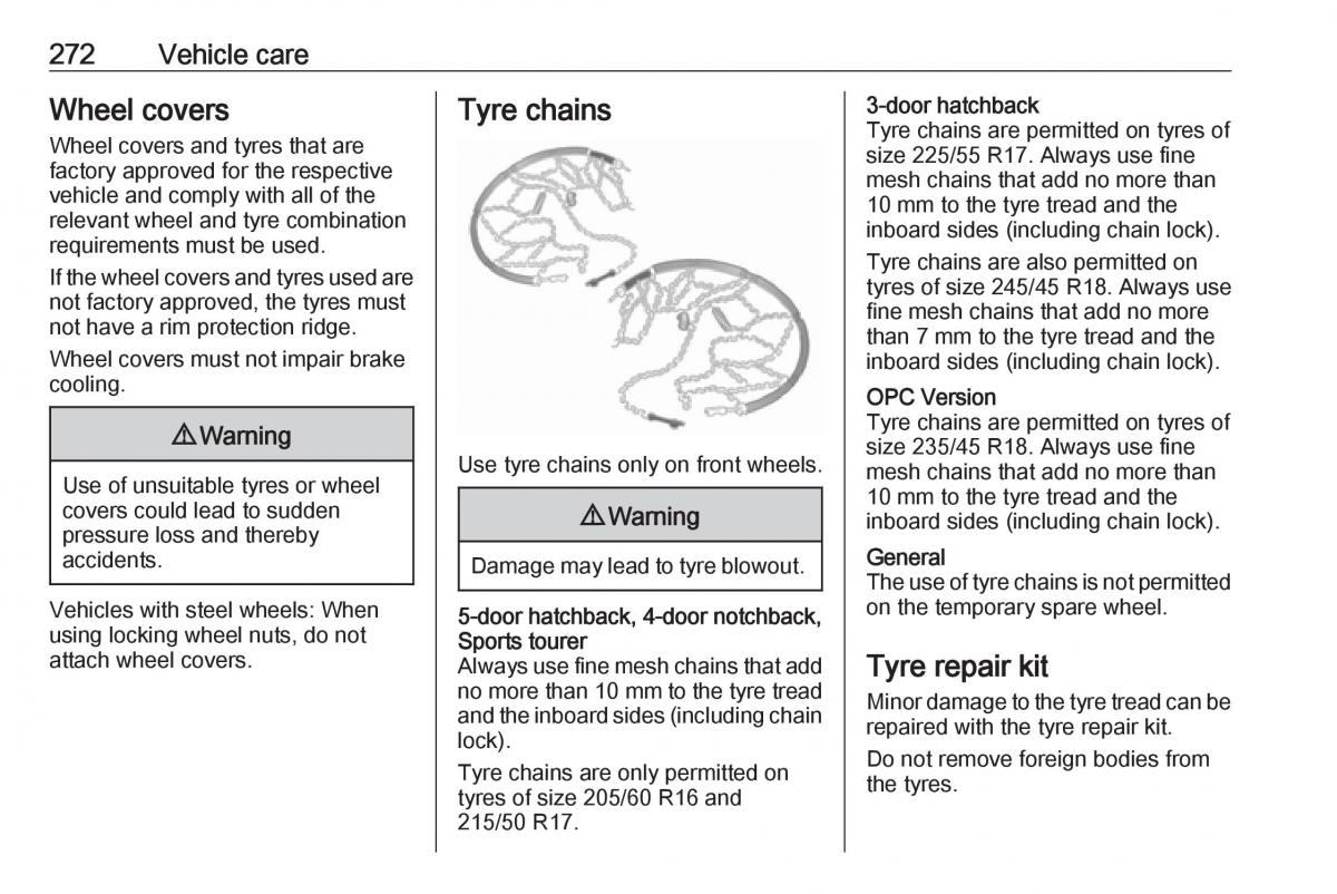 Opel Astra K V 5 owners manual / page 274