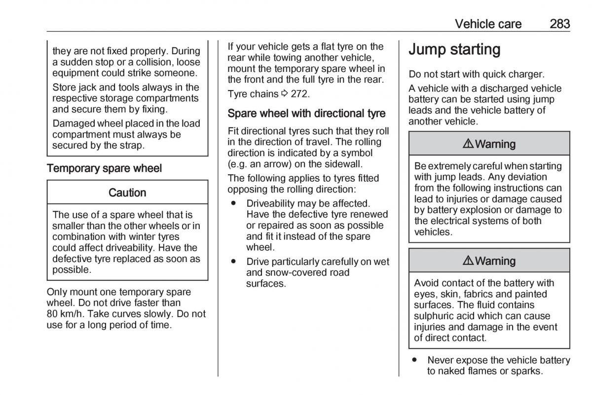 Opel Astra K V 5 owners manual / page 285